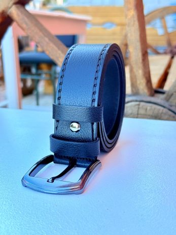 4cm siyah orijinal manda deri kemer tek dikiş desen