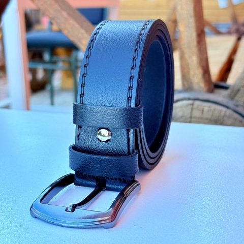 4cm siyah orijinal manda deri kemer tek dikiş desen