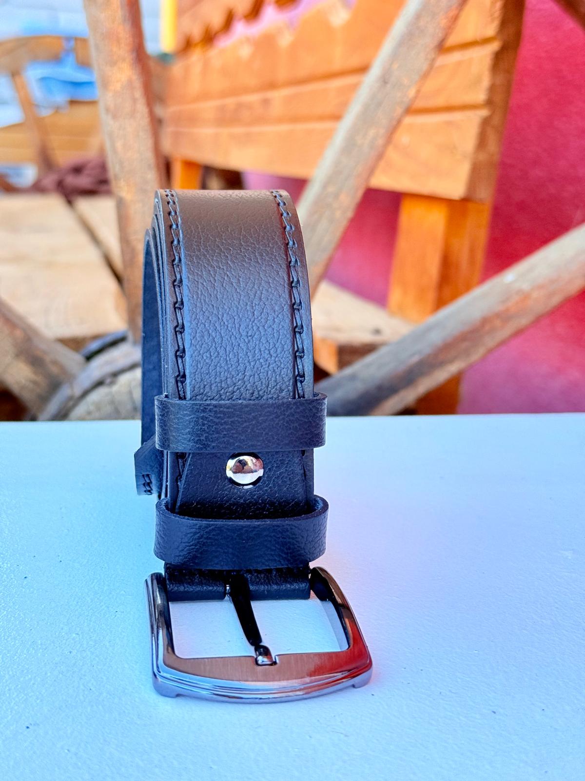 4cm siyah orijinal manda deri kemer tek dikiş desen - Görsel 3