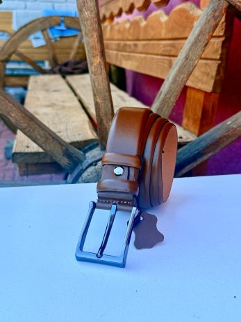 3,5 cm klasik tosado rengi deri kemer