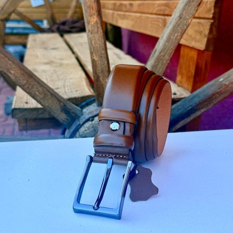 3,5 cm klasik tosado rengi deri kemer