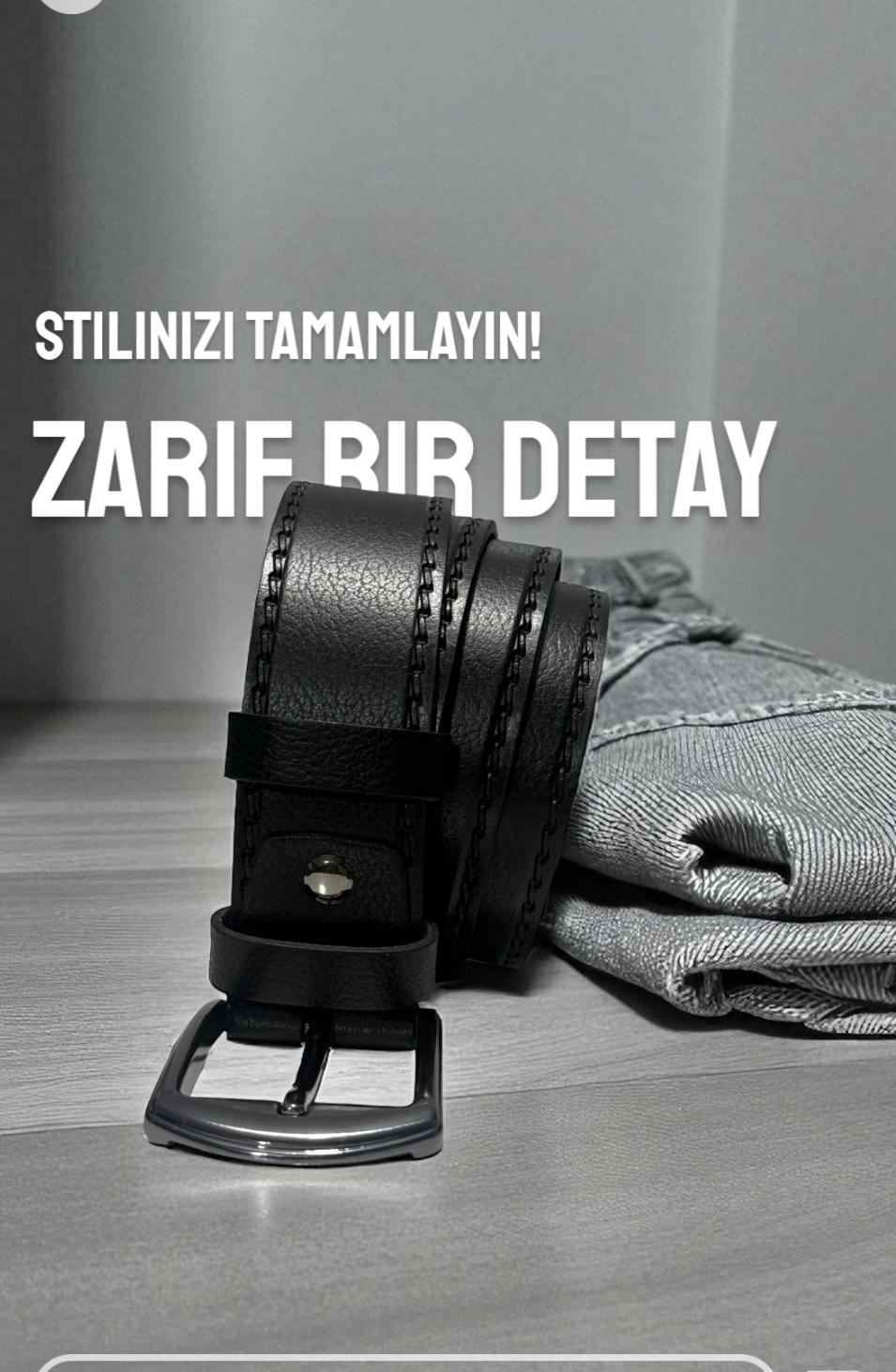 4cm siyah orijinal manda deri kemer tek dikiş desen - Görsel 4