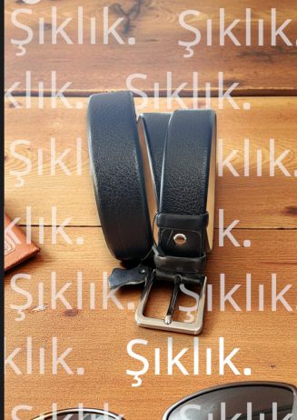 3,5 cm floter siyah klasik deri kemer