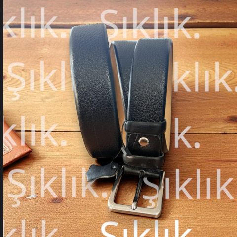 3,5 cm floter siyah klasik deri kemer
